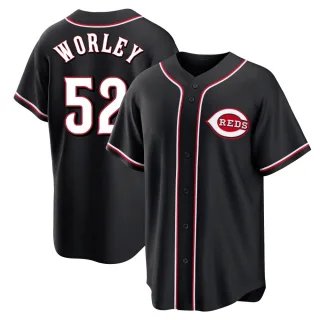 Replica Men's Vance Worley Cincinnati Reds Fashion Out Jersey - Black
